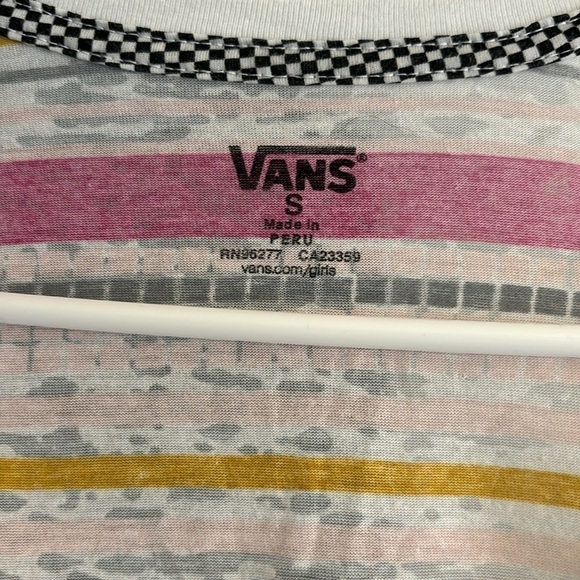 Vans Pink Yellow Striped T-Shirt Size Small - Picture 2 of 3